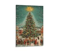 DHBANEIOK Christmas Tree Art - Modern Giclee Canvas Prints Landscape Pictures Artwork Paintings on Canvas Wall Art for Home Office Decorations 08x12inch(20x30cm)