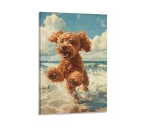 DHBANEIOK Cockapoo Art - Oil Paintings Reproduction Modern Giclee Canvas Print Artwork Pictures on Canvas Wall Art for Home Office Decorations 16x24inch(40x60cm)