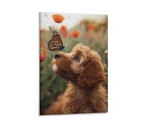 DHBANEIOK Cockapoo Print, Canvas Prints, Framed Wall Art for Bedroom & Living Room, Modern Home Decor Print for Special Occasions 12x18inch(30x45cm)