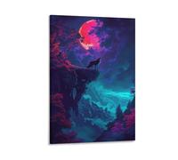 DHBANEIOK Colorful Wolf Art Canvas Prints of Modern Stretched Giclee Artwork Pictures Paintings on Canvas Wall Art for Bedroom Home Office Decorations 08x12inch(20x30cm)