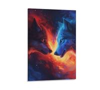 DHBANEIOK Colorful Wolf Canvas Print Colourful Wall Art -Modern Room Bedroom Piece Home Decor Interior Design 08x12inch(20x30cm)