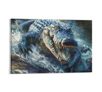 DHBANEIOK Crocodile Print, Canvas Prints, Framed Wall Art for Bedroom & Living Room, Modern Home Decor Print for Special Occasions 16x24inch(40x60cm)