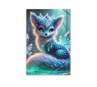 DHBANEIOK Crystal Fox Fairy Poster Artwork Giclee Canvas Prints Modern Canvas Wall Art Picture Wall Hanging for Living Room Home Decorations 20x30inch(50x75cm)