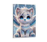 DHBANEIOK Cute Angel Fox Wall Decor Poster Canvas Prints Picture Modern Canvas Wall Art Picture Wall Hanging for Office Gym Living Room Decor 24x36inch(60x90cm)
