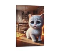 DHBANEIOK Cute Cat Fire Room Poster Artwork Giclee Canvas Prints Modern Wall Art Picture Wall Hanging for Office Gym Living Room Decor 08x12inch(20x30cm)