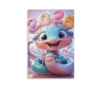DHBANEIOK Cute Dragon 2025 Poster Artwork Giclee Canvas Prints Modern Canvas Wall Art Picture Wall Hanging for Bedroom Living Room Decor 24x36inch(60x90cm)