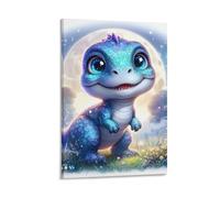 DHBANEIOK Cute Dragon Moonlight Poster Artwork Giclee Canvas Prints Modern Canvas Wall Art Picture Wall Hanging for Dining Room Kitchen Home Office Decor 08x12inch(20x30cm)