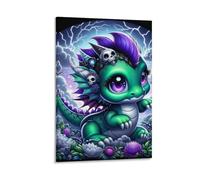 DHBANEIOK Cute Dragon Poster Artwork Canvas Prints Picture Modern Wall Art Picture Wall Hanging for Bathroom Wall Decor 24x36inch(60x90cm)