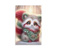DHBANEIOK Cute Festive Fox Wall Decor Poster Giclee Canvas Prints Modern Wall Art Picture Wall Hanging for Home Decorations 16x24inch(40x60cm)