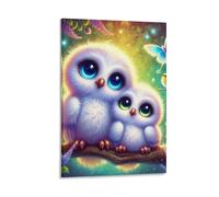 DHBANEIOK Cute Owls Fantasy Poster Artwork Giclee Canvas Prints Modern Canvas Wall Art Picture Wall Hanging for Living Room Home Decorations 16x24inch(40x60cm)