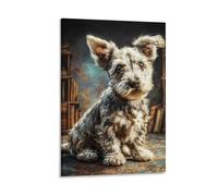 DHBANEIOK Cute Pet Dog Poster Artwork Giclee Canvas Prints Modern Canvas Wall Art Picture Wall Hanging for Living Room Bedroom Home Decorations 24x36inch(60x90cm)