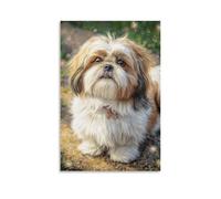 DHBANEIOK Cute Pet Dog Poster Artwork Giclee Canvas Prints Modern Wall Art Picture Wall Hanging for Bedroom Living Room Decor 12x18inch(30x45cm)
