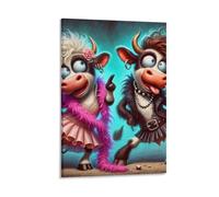 DHBANEIOK Dancing Cows Poster Artwork Canvas Prints Picture Modern Canvas Wall Art Picture Wall Hanging for Bedroom Living Room Decor 12x18inch(30x45cm)