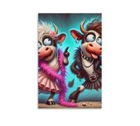 DHBANEIOK Dancing Cows Wall Decor Poster Canvas Prints Picture Modern Wall Art Picture Wall Hanging for Living Room Bedroom Home Decorations 24x36inch(60x90cm)