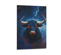 DHBANEIOK Dark Bull Thunder Poster Artwork Giclee Canvas Prints Modern Canvas Wall Art Picture Wall Hanging for Bathroom Wall Decor 24x36inch(60x90cm)