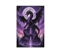 DHBANEIOK Dark Dragon Fantasy Poster Artwork Giclee Canvas Prints Modern Canvas Wall Art Picture Wall Hanging for Home Decorations 12x18inch(30x45cm)