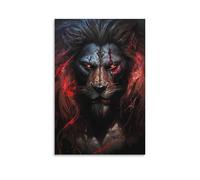 DHBANEIOK Dark Lion Warrior Poster Artwork Canvas Prints Picture Modern Canvas Wall Art Picture Wall Hanging for Living Room Bedroom Home Decorations 08x12inch(20x30cm)