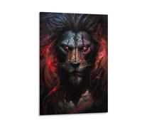 DHBANEIOK Dark Lion Warrior Poster Artwork Giclee Canvas Prints Modern Canvas Wall Art Picture Wall Hanging for Dining Room Kitchen Home Office Decor 08x12inch(20x30cm)