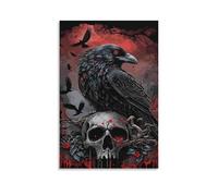 DHBANEIOK Dark Raven Skull Art Poster Artwork Canvas Prints Picture Modern Canvas Wall Art Picture Wall Hanging for Bedroom Living Room Decor 16x24inch(40x60cm)
