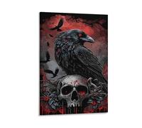 DHBANEIOK Dark Raven Skull Art Wall Decor Poster Giclee Canvas Prints Modern Wall Art Picture Wall Hanging for Living Room Home Decorations 12x18inch(30x45cm)