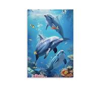 DHBANEIOK Dolphin Canvas Print Colourful Wall Art -Modern Room Bedroom Piece Home Decor Interior Design 20x30inch(50x75cm)