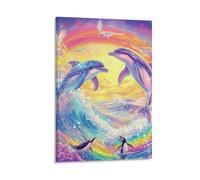 DHBANEIOK Dolphin Canvas Wall Art Customised Personalised Photo on Canvas for Bedroom Room Picture Digitally Printed 12x18inch(30x45cm)