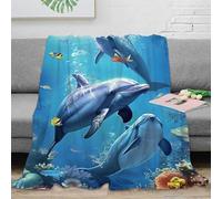 DHBANEIOK Dolphin Gaming Blanket Stylishbed Blanket 3D Printed Bedding Decorative Soft Warm Microfiber For Living Room for Bed Couch Blanket Adult Kids 80x90inch(200x230cm)