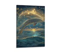 DHBANEIOK Dolphin Wall Art Canvas Print Painting Wall Decor Set of Ornaments for Walls Bedroom Living Room 24x36inch(60x90cm)