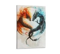 DHBANEIOK Dragon Art Canvas Prints of Modern Stretched Giclee Artwork Pictures Paintings on Canvas Wall Art for Bedroom Home Office Decorations 16x24inch(40x60cm)