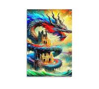 DHBANEIOK Dragon in Sky Wall Decor Poster Canvas Prints Picture Modern Wall Art Picture Wall Hanging for Home Decorations 16x24inch(40x60cm)