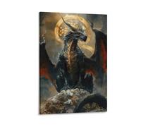 DHBANEIOK Dragon King Mythic Wall Decor Poster Canvas Prints Picture Modern Canvas Wall Art Picture Wall Hanging for Living Room Home Decorations 24x36inch(60x90cm)