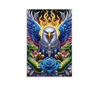 DHBANEIOK Eagle Dragon Rose Wall Decor Poster Canvas Prints Picture Modern Wall Art Picture Wall Hanging for Living Room Home Decorations 20x30inch(50x75cm)