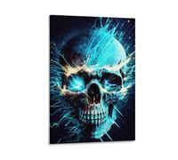 DHBANEIOK Electric Skull Art_1_1 Poster Artwork Giclee Canvas Prints Modern Canvas Wall Art Picture Wall Hanging for Living Room Bedroom Home Decorations 20x30inch(50x75cm)