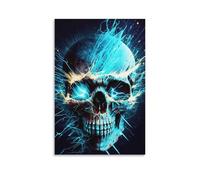 DHBANEIOK Electric Skull Art_1_1 Poster Artwork Giclee Canvas Prints Modern Canvas Wall Art Picture Wall Hanging for Dining Room Kitchen Home Office Decor 20x30inch(50x75cm)