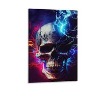 DHBANEIOK Electric Skull Art_1 Poster Artwork Canvas Prints Picture Modern Wall Art Picture Wall Hanging for Bathroom Wall Decor 16x24inch(40x60cm)