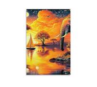 DHBANEIOK Elephant Herd Poster Artwork Giclee Canvas Prints Modern Canvas Wall Art Picture Wall Hanging for Living Room Home Decorations 24x36inch(60x90cm)