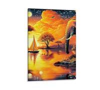 DHBANEIOK Elephant Herd Wall Decor Poster Giclee Canvas Prints Modern Wall Art Picture Wall Hanging for Bedroom Living Room Decor 16x24inch(40x60cm)