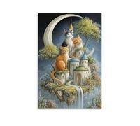 DHBANEIOK Fantasy Cat Castle Wall Decor Poster Canvas Prints Picture Modern Wall Art Picture Wall Hanging for Home Decorations 08x12inch(20x30cm)