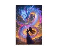 DHBANEIOK Fantasy Dragon Encounter Wall Decor Poster Giclee Canvas Prints Modern Wall Art Picture Wall Hanging for Living Room Home Decorations 24x36inch(60x90cm)