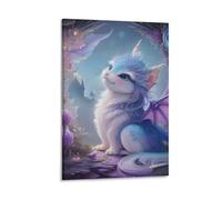 DHBANEIOK Fantasy Dragon Kitten Wall Decor Poster Canvas Prints Picture Modern Canvas Wall Art Picture Wall Hanging for Office Gym Living Room Decor 24x36inch(60x90cm)