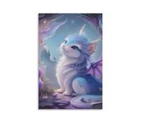 DHBANEIOK Fantasy Dragon Kitten Wall Decor Poster Giclee Canvas Prints Modern Wall Art Picture Wall Hanging for Home Decorations 16x24inch(40x60cm)