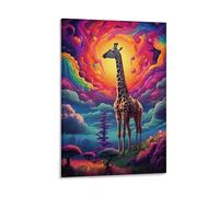 DHBANEIOK Fantasy Giraffe Landscape Wall Decor Poster Canvas Prints Picture Modern Wall Art Picture Wall Hanging for Living Room Home Decorations 12x18inch(30x45cm)