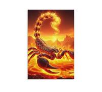 DHBANEIOK Fire Scorpion Wall Decor Poster Canvas Prints Picture Modern Canvas Wall Art Picture Wall Hanging for Dining Room Kitchen Home Office Decor 20x30inch(50x75cm)