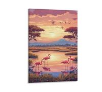 DHBANEIOK Flamingo Print, Canvas Prints, Framed Wall Art for Bedroom & Living Room, Modern Home Decor Print for Special Occasions 16x24inch(40x60cm)