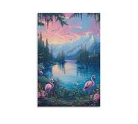 DHBANEIOK Flamingo Wall Art Canvas Print Painting Wall Decor Set of Ornaments for Walls Bedroom Living Room 24x36inch(60x90cm)