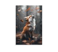DHBANEIOK Fox Canvas Wall Art Customised Personalised Photo on Canvas for Bedroom Room Picture Digitally Printed 24x36inch(60x90cm)