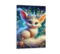 DHBANEIOK Fox Fairy Night Wall Decor Poster Canvas Prints Picture Modern Canvas Wall Art Picture Wall Hanging for Office Gym Living Room Decor 16x24inch(40x60cm)