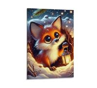 DHBANEIOK Fox in Snow Poster Artwork Giclee Canvas Prints Modern Wall Art Picture Wall Hanging for Office Gym Living Room Decor 16x24inch(40x60cm)