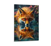 DHBANEIOK Fox in Water Poster Artwork Giclee Canvas Prints Modern Canvas Wall Art Picture Wall Hanging for Home Decorations 24x36inch(60x90cm)