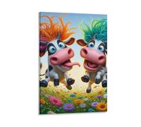 DHBANEIOK Funny Cows Jumping Poster Artwork Canvas Prints Picture Modern Canvas Wall Art Picture Wall Hanging for Dining Room Kitchen Home Office Decor 12x18inch(30x45cm)